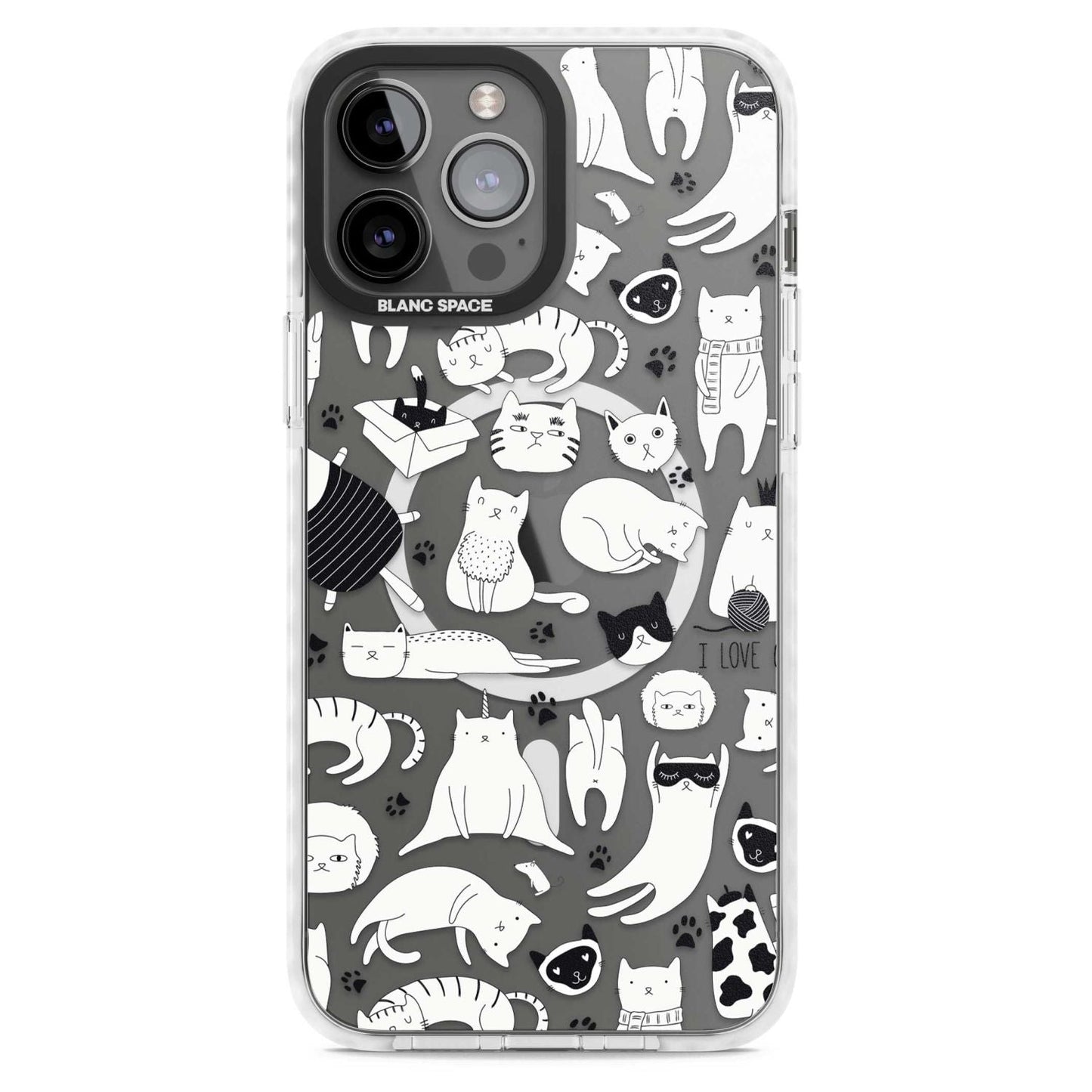 Cartoon Cat Collage Black & White