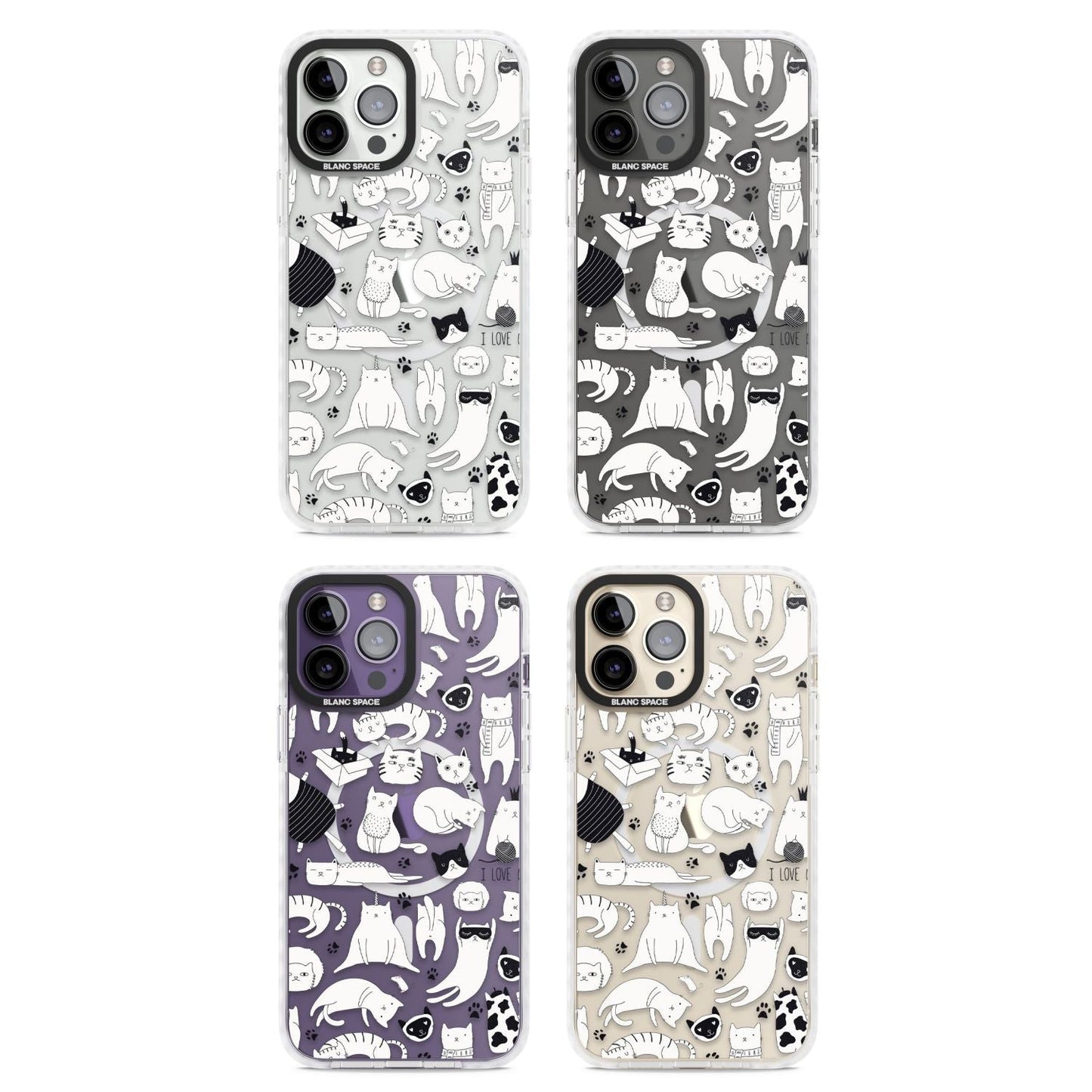 Cartoon Cat Collage Black & White