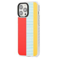 Grille abstraite rouge, bleue, jaune