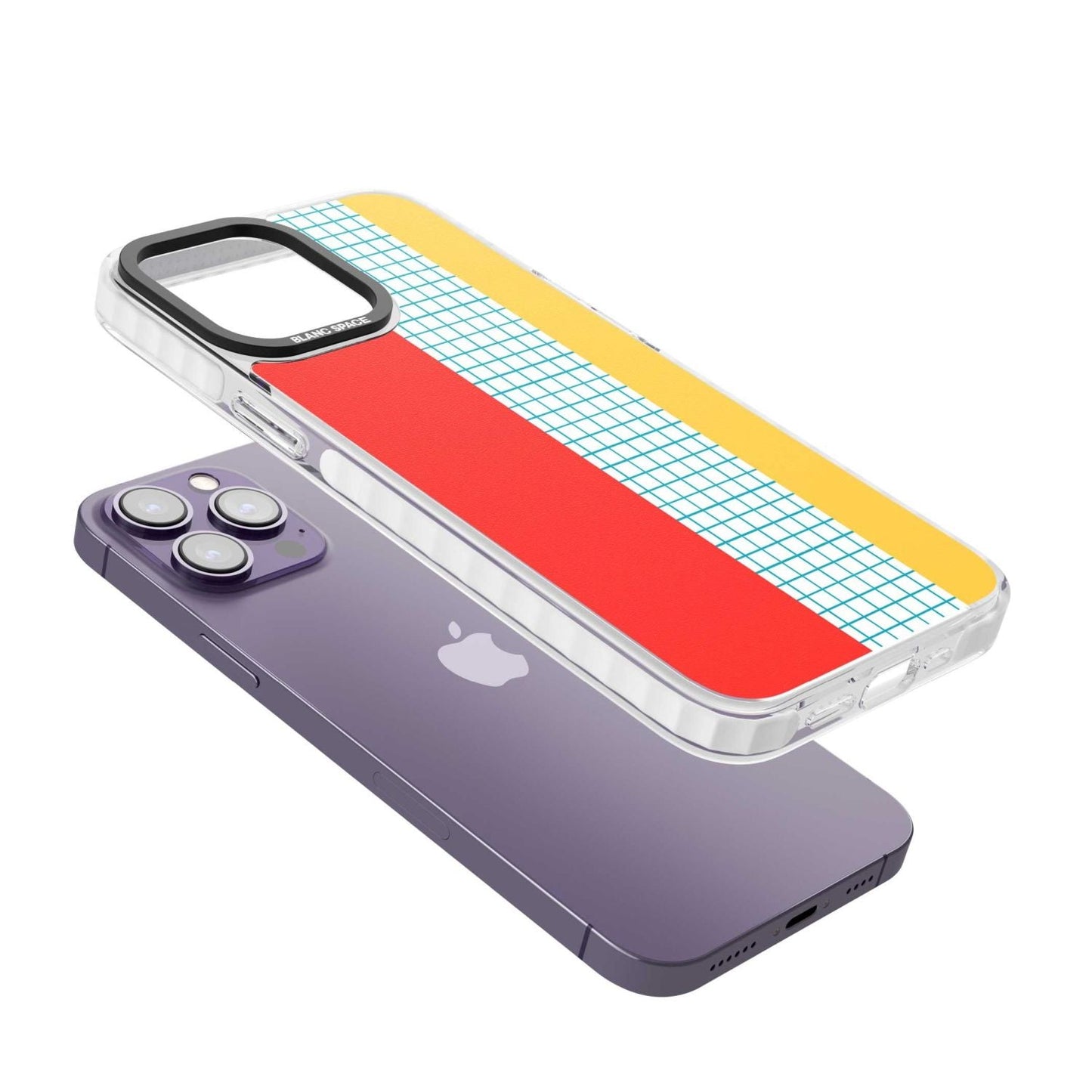 Grille abstraite rouge, bleue, jaune