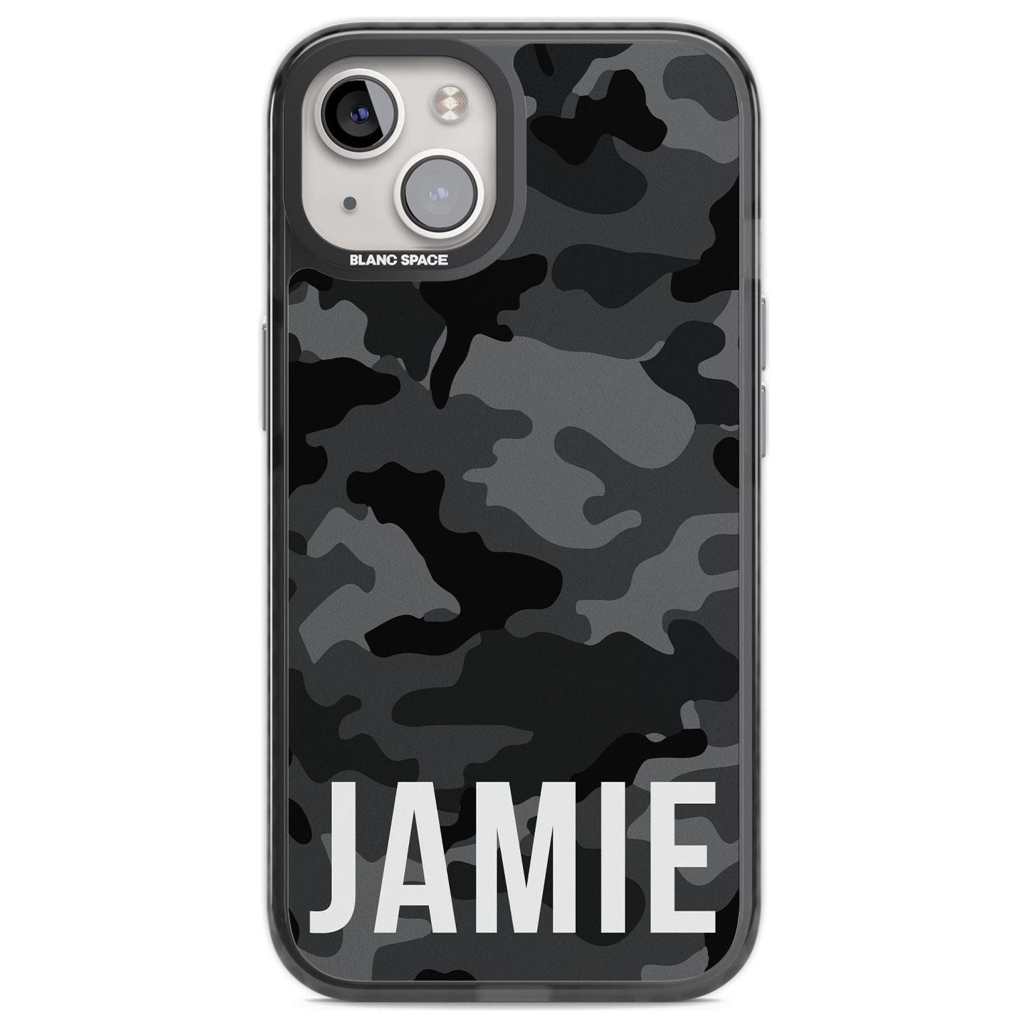 Personalisierter Name im schwarzen Camouflage-Muster (horizontal)