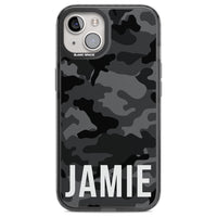 Personalisierter Name im schwarzen Camouflage-Muster (horizontal)