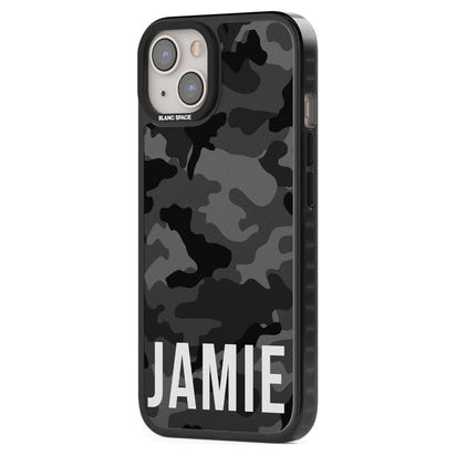 Personalisierter Name im schwarzen Camouflage-Muster (horizontal)