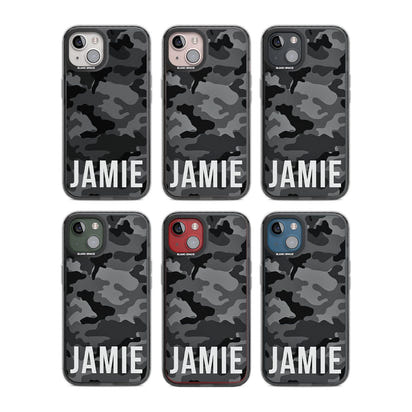 Personalisierter Name im schwarzen Camouflage-Muster (horizontal)