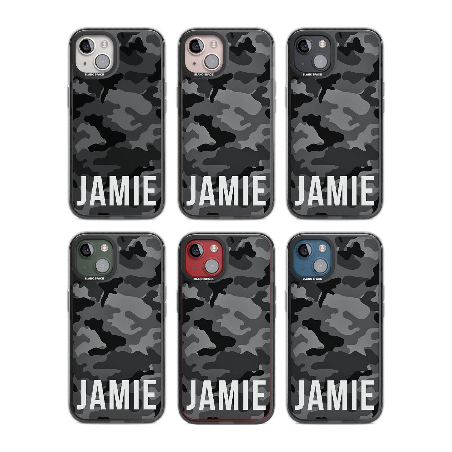 Personalisierter Name im schwarzen Camouflage-Muster (horizontal)