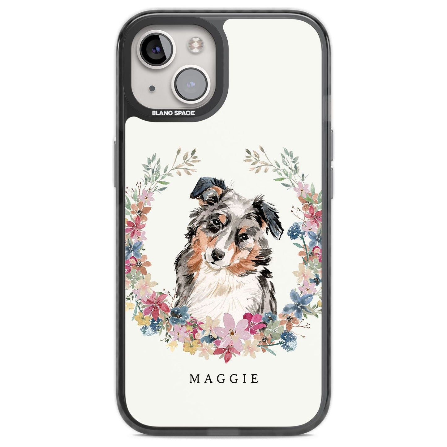 Personalised Australian Shepherd Floral Portrait