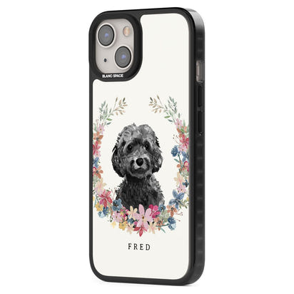 Personalised Black Cockapoo Floral Portrait