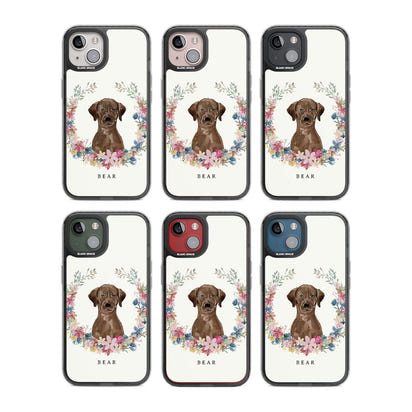 Personalised Chocolate Labrador Floral Portrait