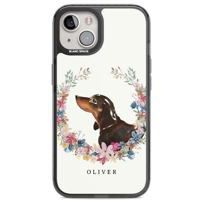 Personalised Black & Tan Dachshund Floral Portrait