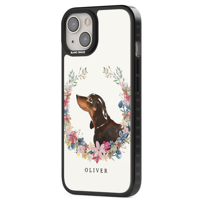 Personalised Black & Tan Dachshund Floral Portrait