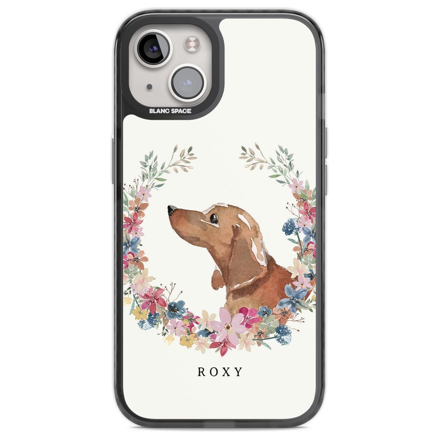 Personalised Tan Dachshund Floral Portrait