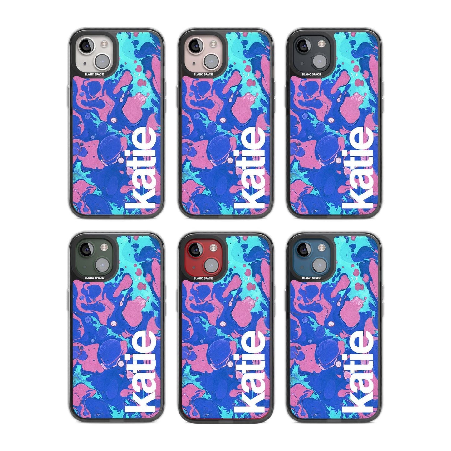 Personalisiertes marineblau-türkisfarbenes Marmor-Design