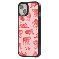 Personalised Red Tiger Outlines On Pink