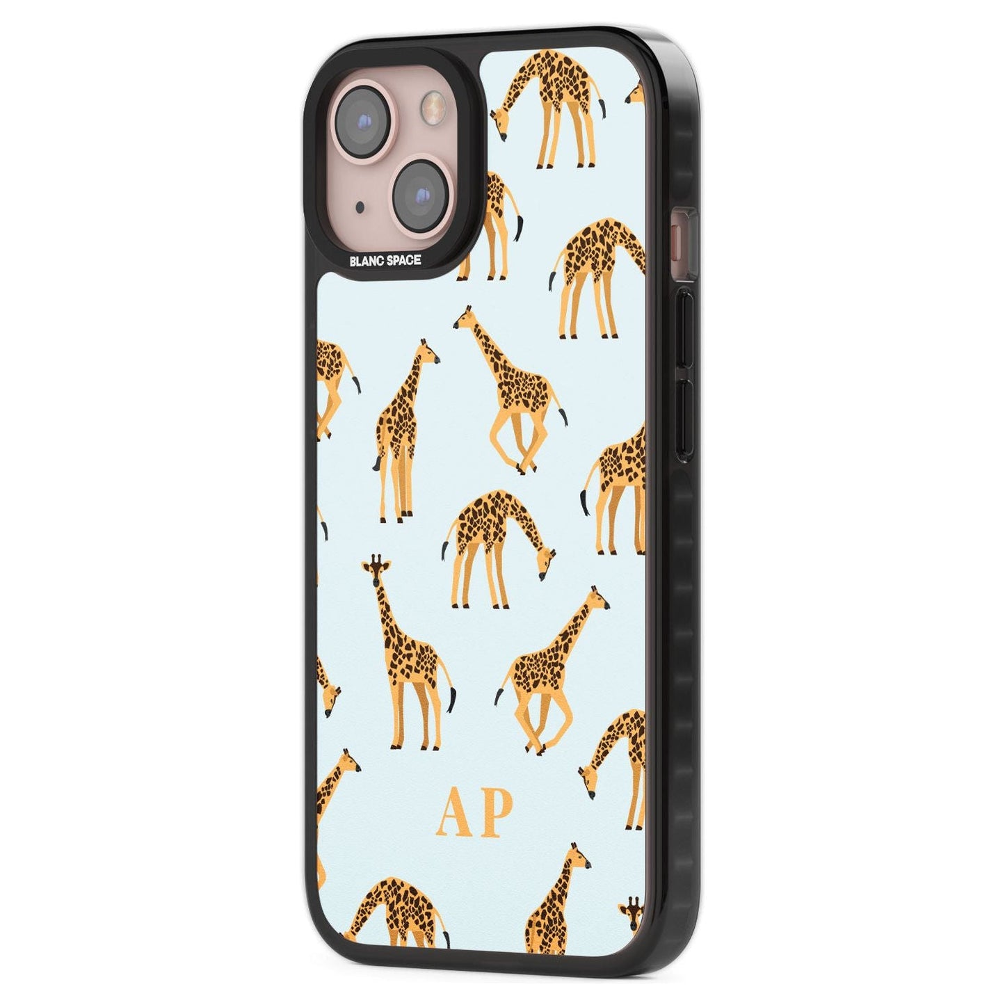 Personalisiertes Safari-Giraffenmuster auf Blau
