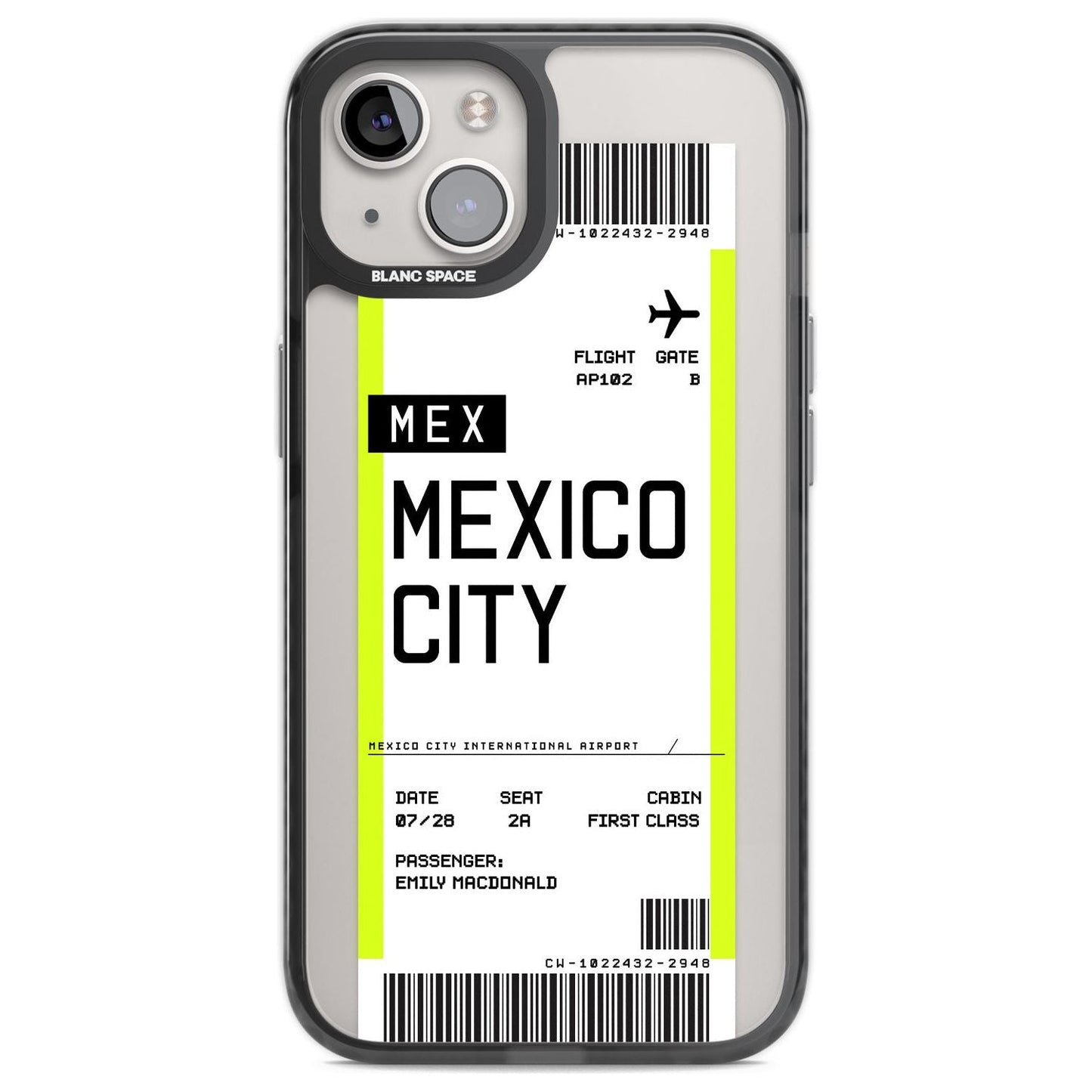 Carte d'embarquement personnalisée pour Mexico