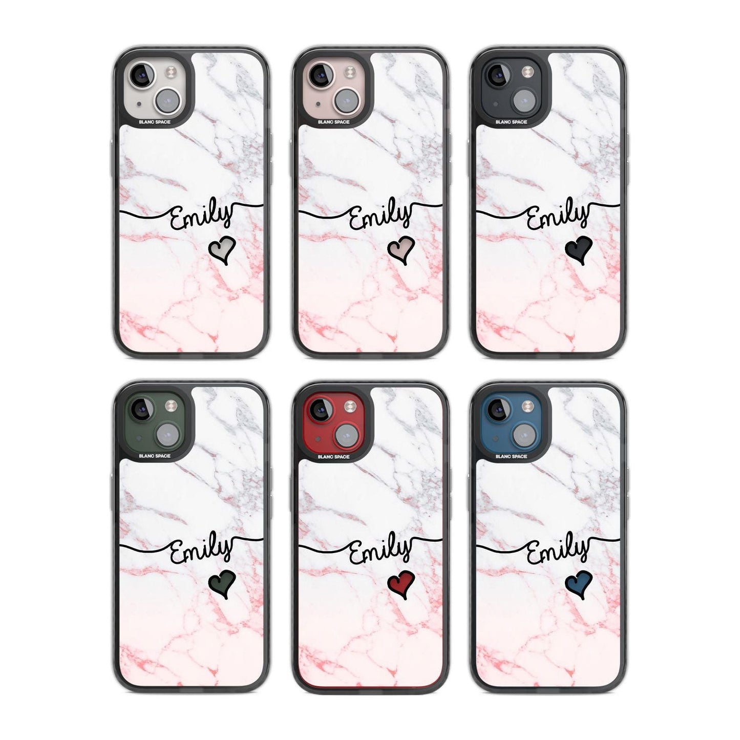 Personalised Pink Fade Marble Heart