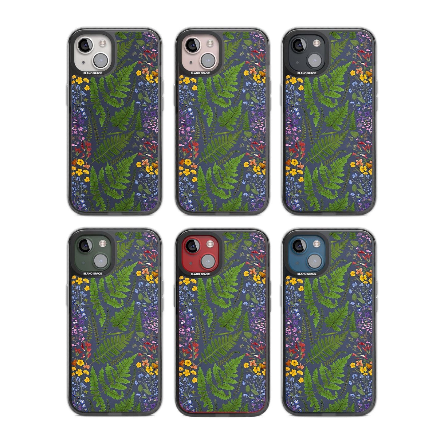 Busy Floral And Fern Design Navy