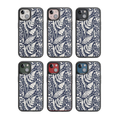 Fleurs sauvages et fougères sur fond bleu marine