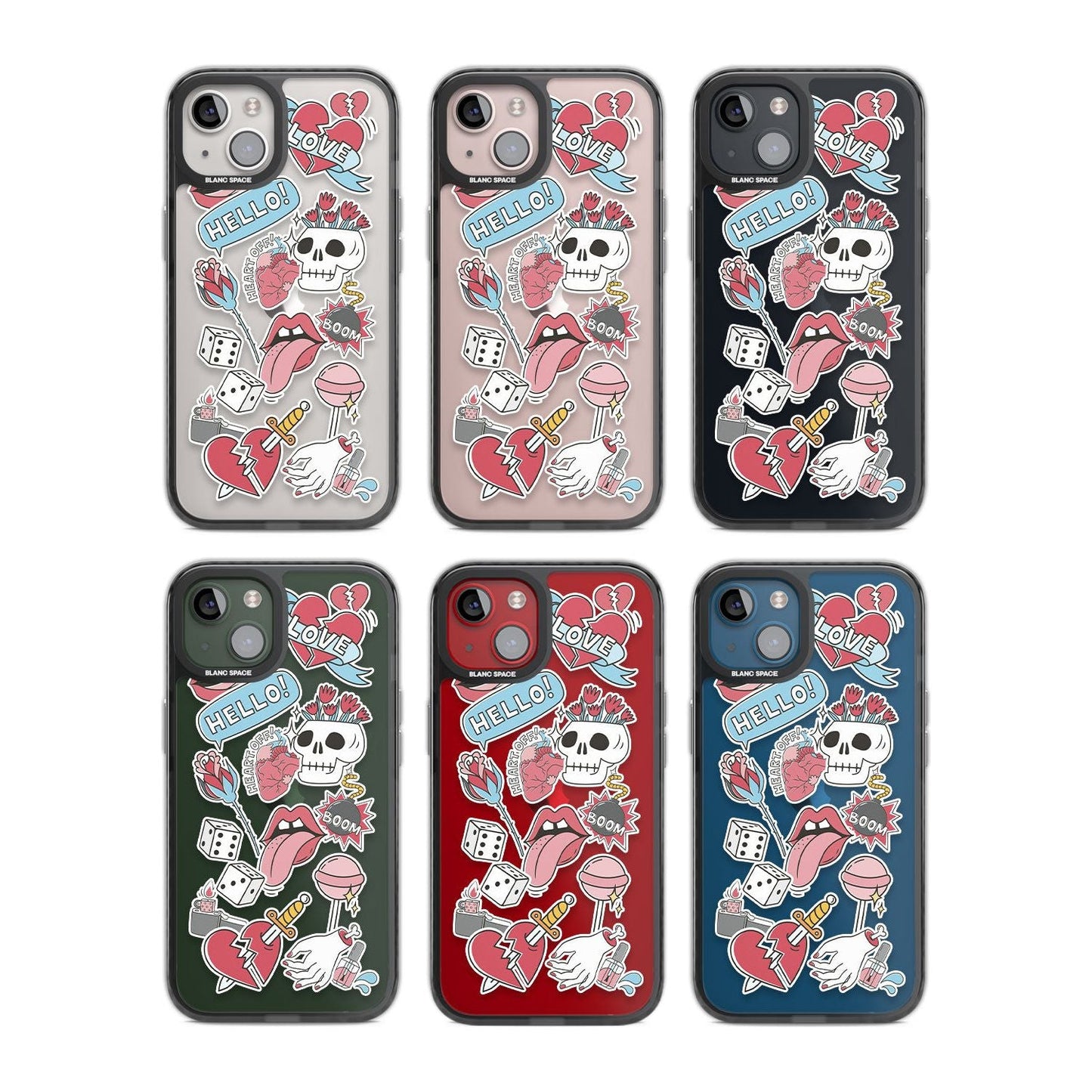 Autocollants Crâne et Fleurs