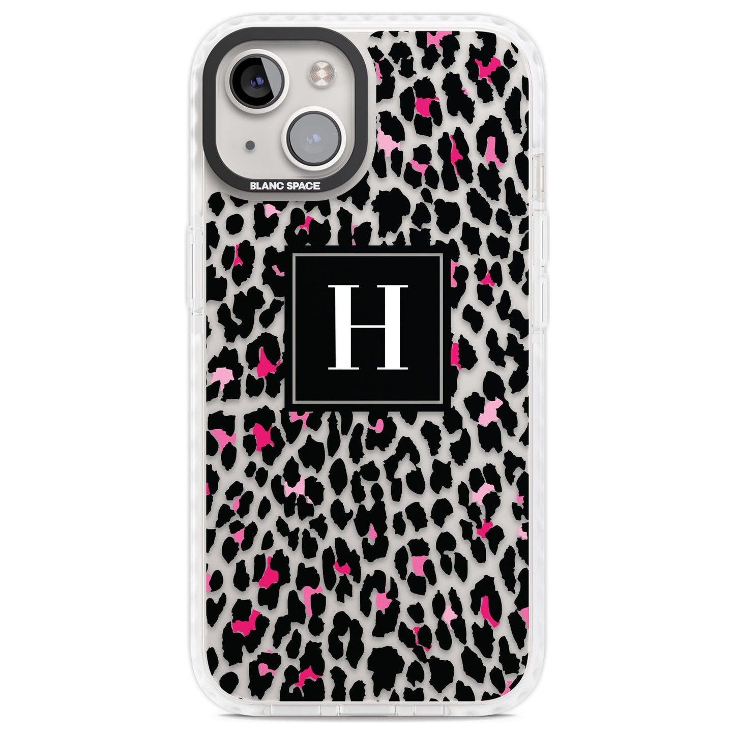 Personalised Clear Pink Leopard Monogram