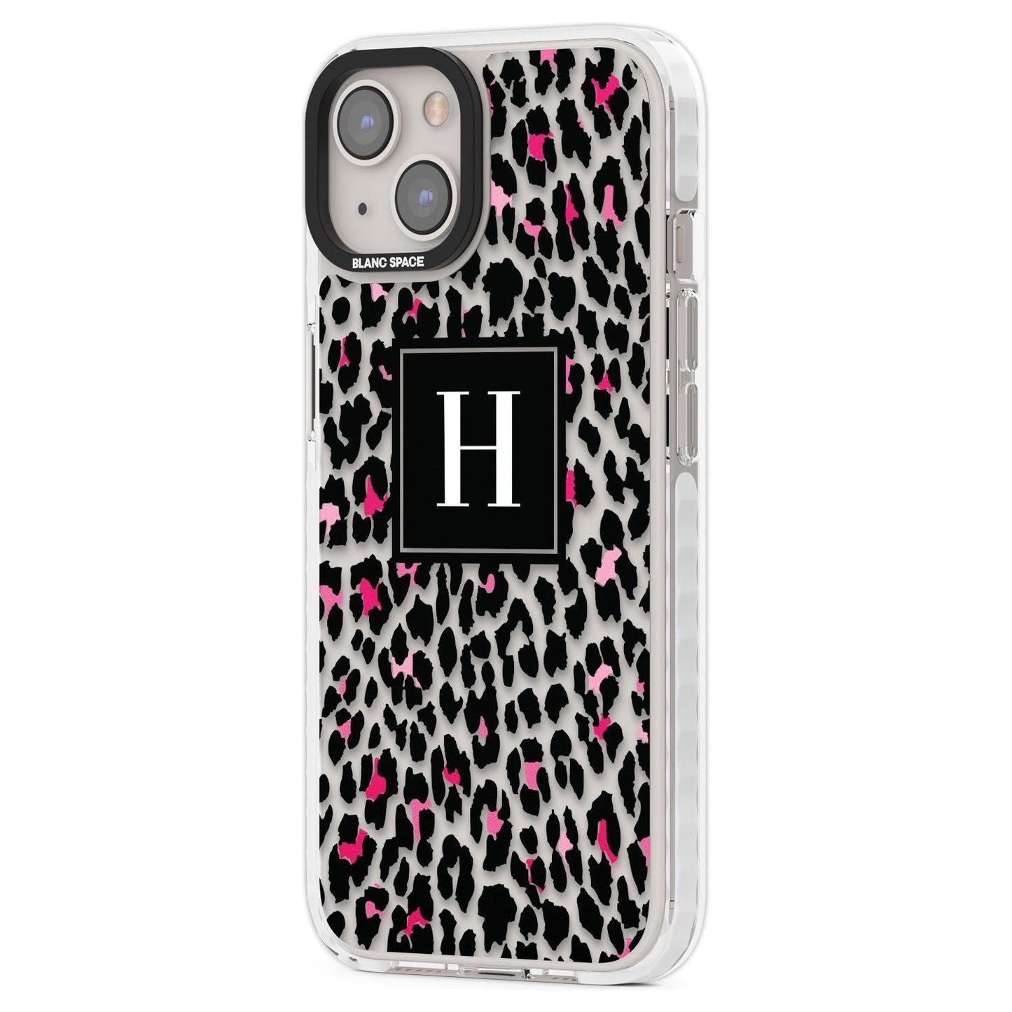 Personalised Clear Pink Leopard Monogram