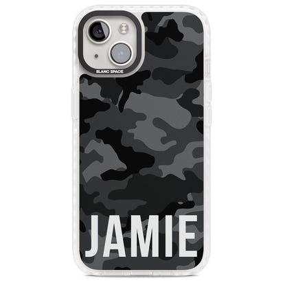 Personalisierter Name im schwarzen Camouflage-Muster (horizontal)