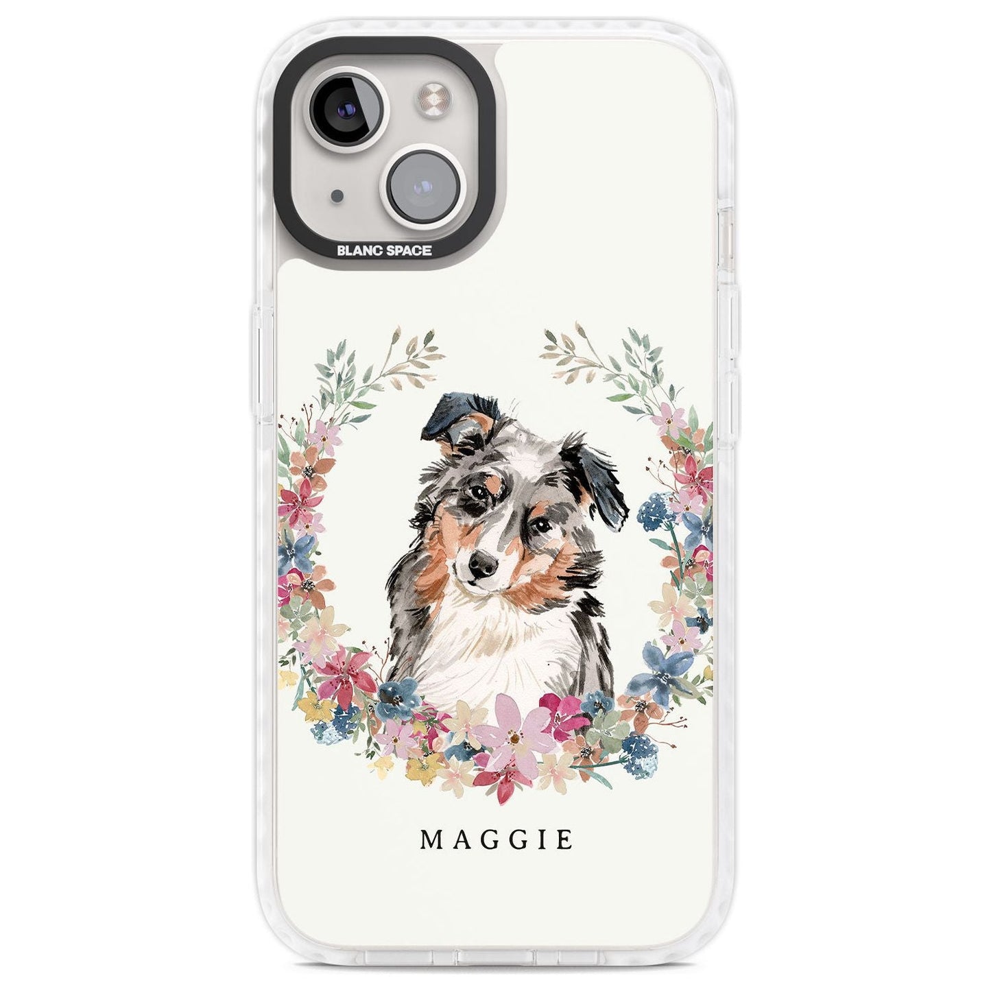 Personalised Australian Shepherd Floral Portrait