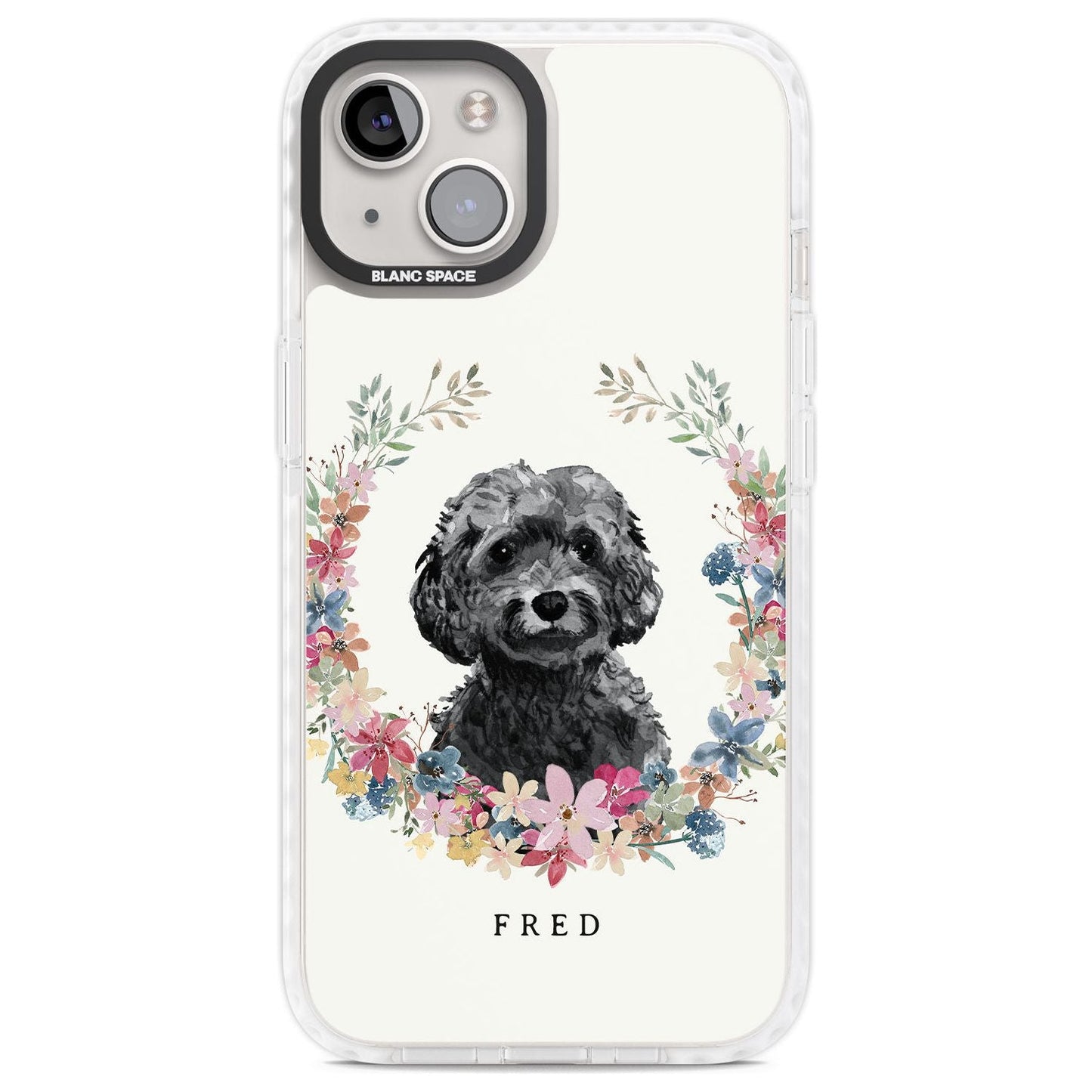 Personalised Black Cockapoo Floral Portrait
