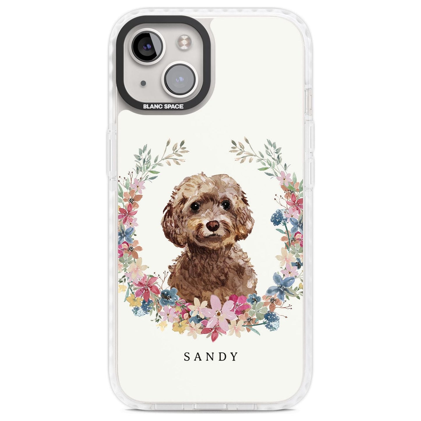Personalised Brown Cockapoo Floral Portrait