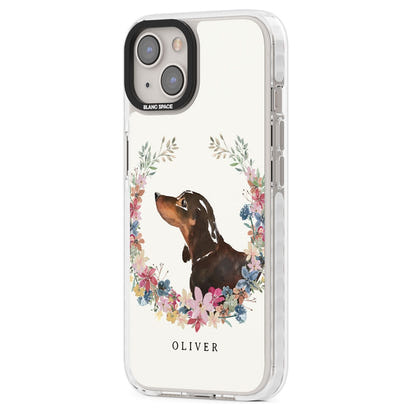 Personalised Black & Tan Dachshund Floral Portrait