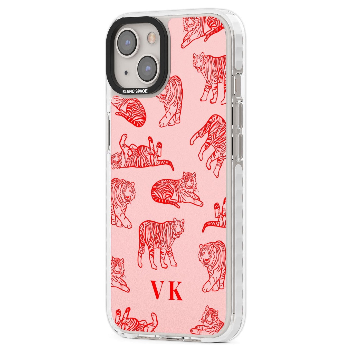 Personalised Red Tiger Outlines On Pink