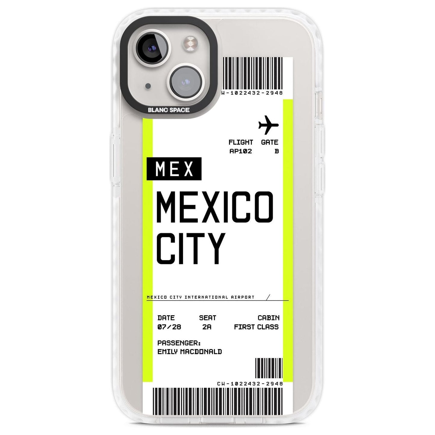 Carte d'embarquement personnalisée pour Mexico