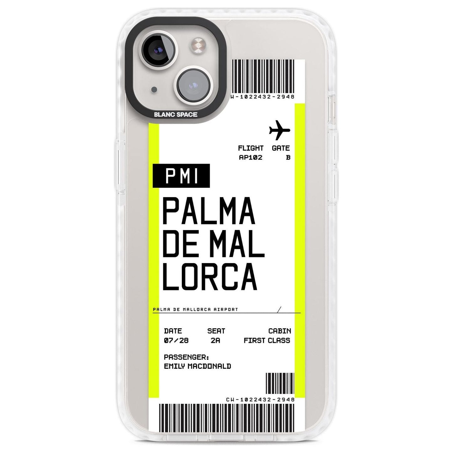 Carte d'embarquement personnalisée pour Palma de Majorque
