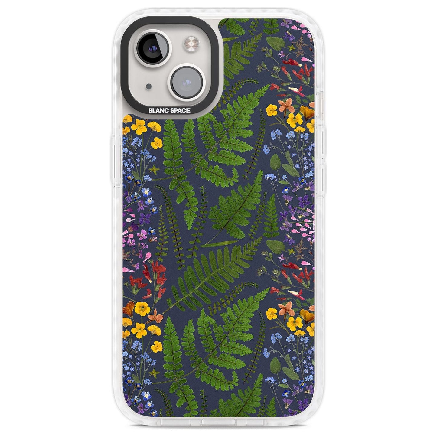 Busy Floral And Fern Design Navy