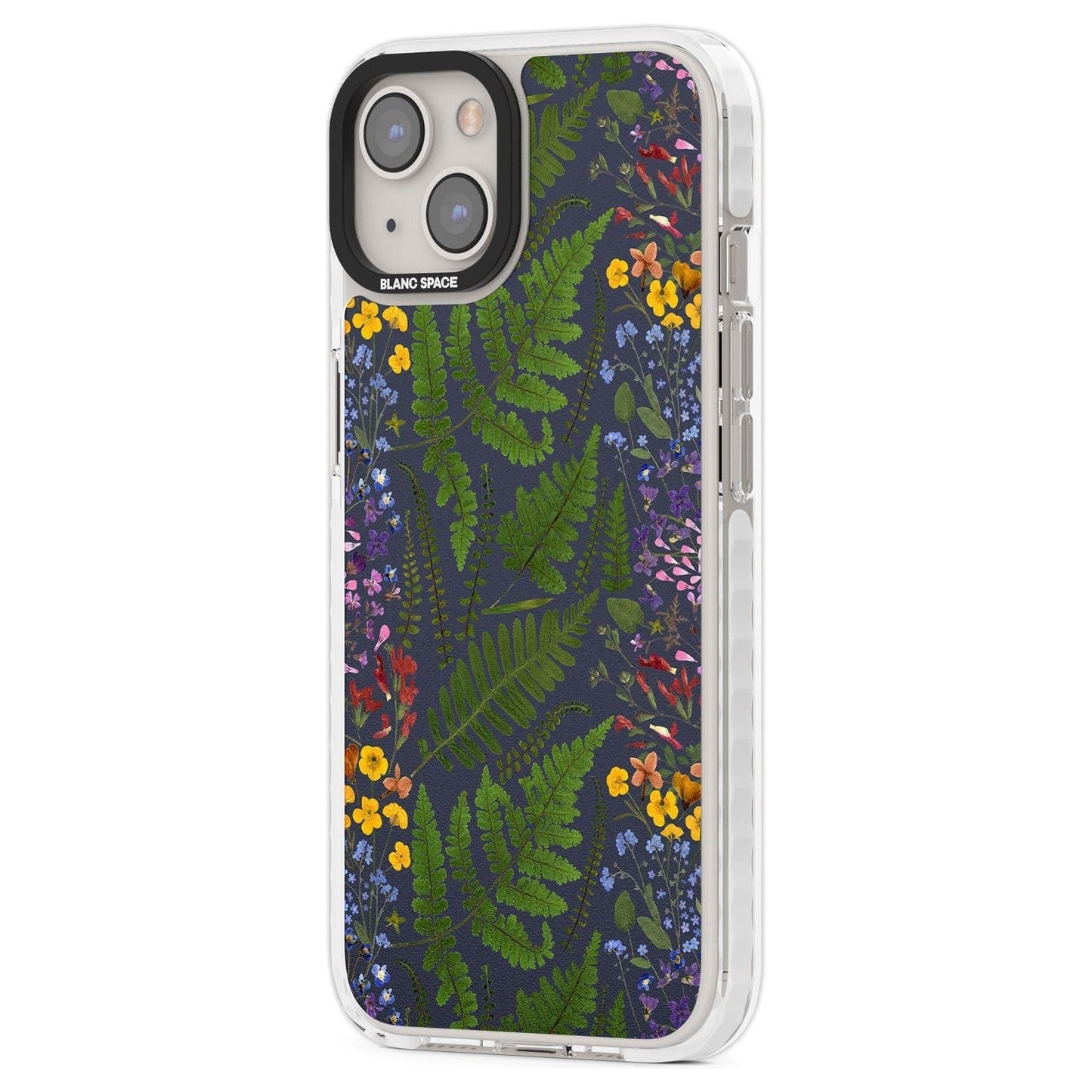 Busy Floral And Fern Design Navy