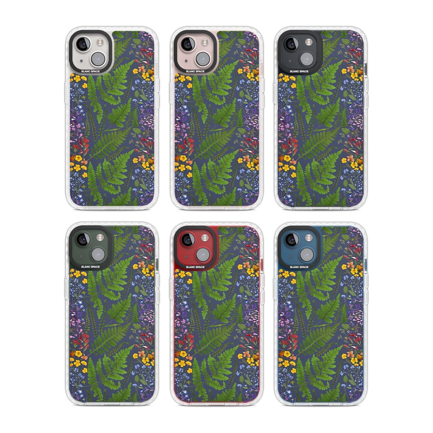 Busy Floral And Fern Design Navy
