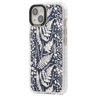 Fleurs sauvages et fougères sur fond bleu marine