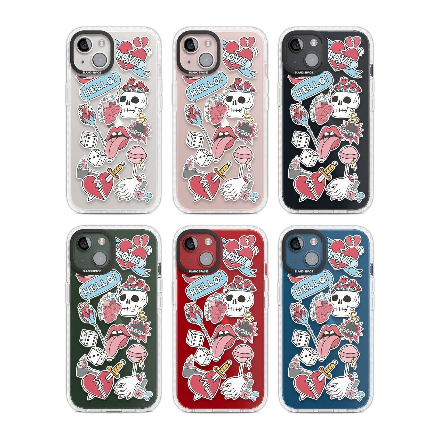 Autocollants Crâne et Fleurs