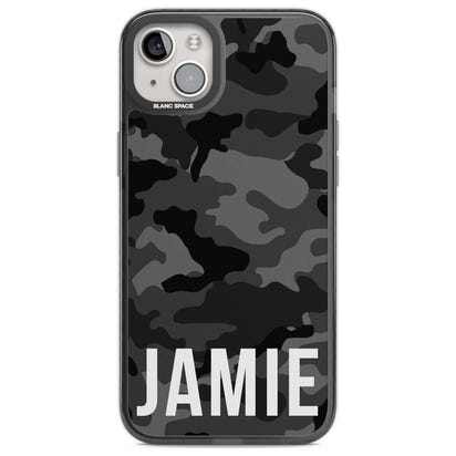 Personalisierter Name im schwarzen Camouflage-Muster (horizontal)