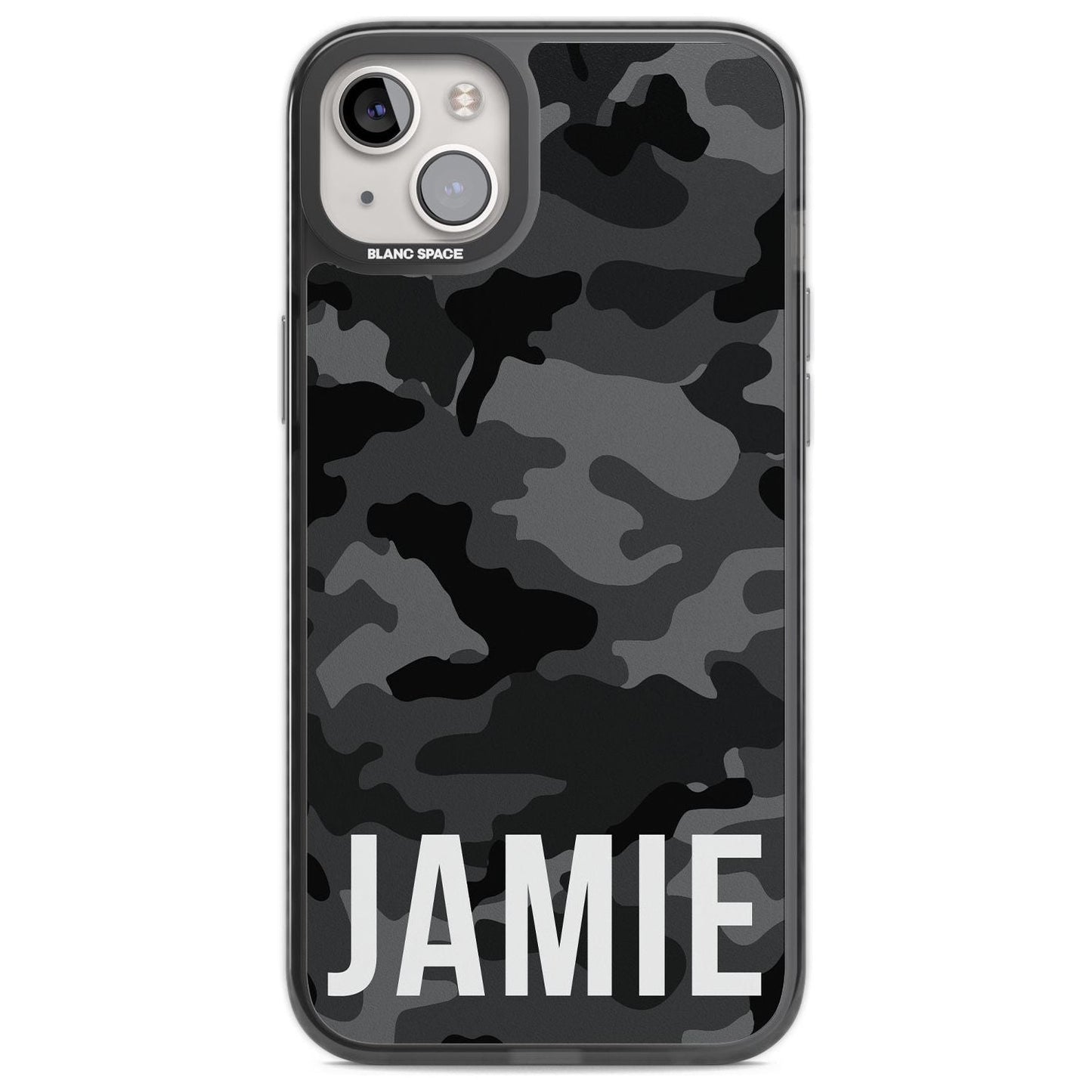 Personalisierter Name im schwarzen Camouflage-Muster (horizontal)
