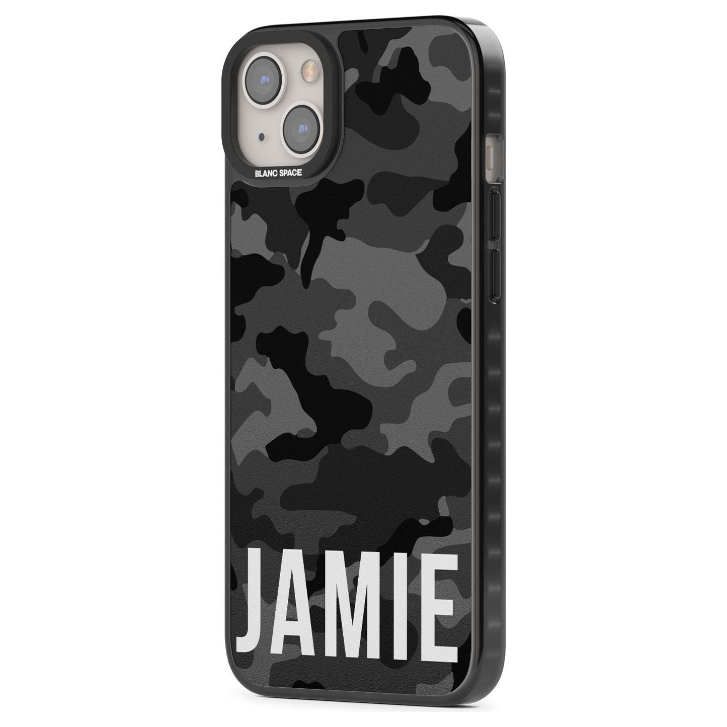 Personalisierter Name im schwarzen Camouflage-Muster (horizontal)