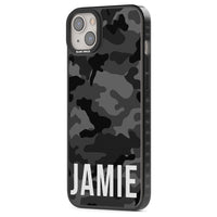 Personalisierter Name im schwarzen Camouflage-Muster (horizontal)