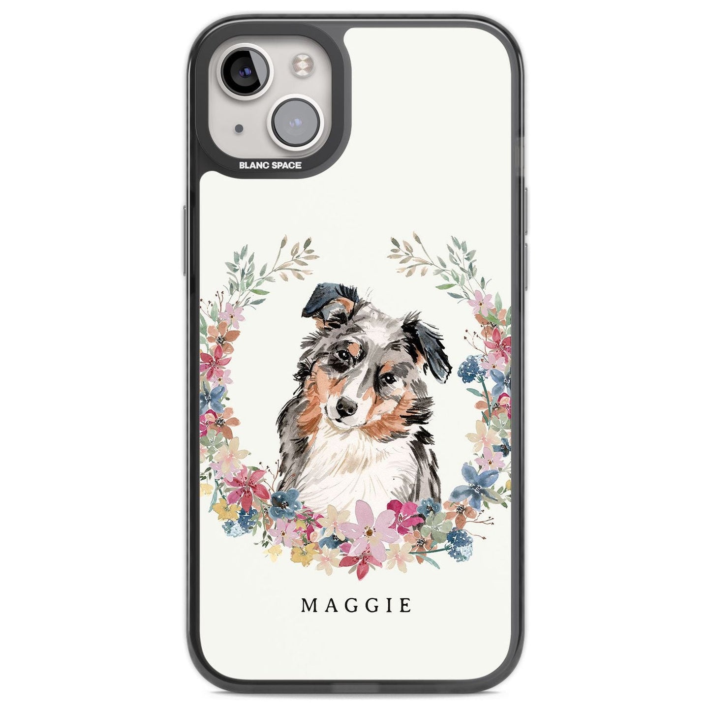 Personalised Australian Shepherd Floral Portrait
