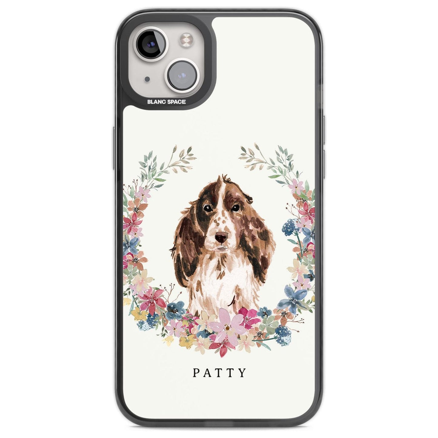 Personalised Cocker Spaniel Floral Portrait