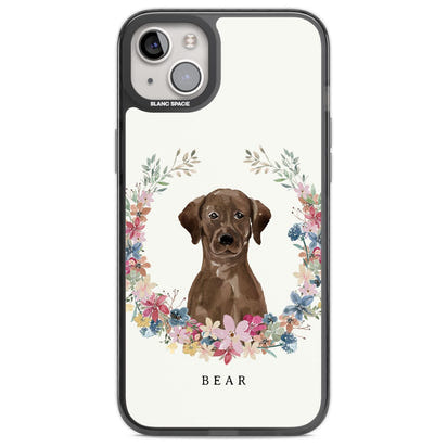 Personalised Chocolate Labrador Floral Portrait