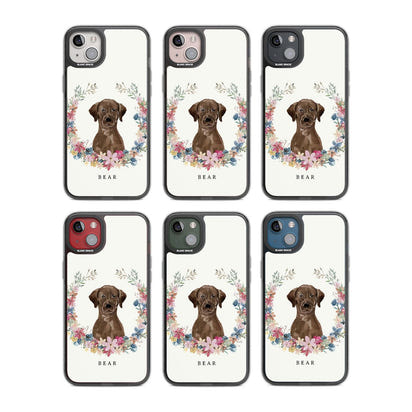 Personalised Chocolate Labrador Floral Portrait