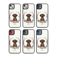 Personalised Chocolate Labrador Floral Portrait