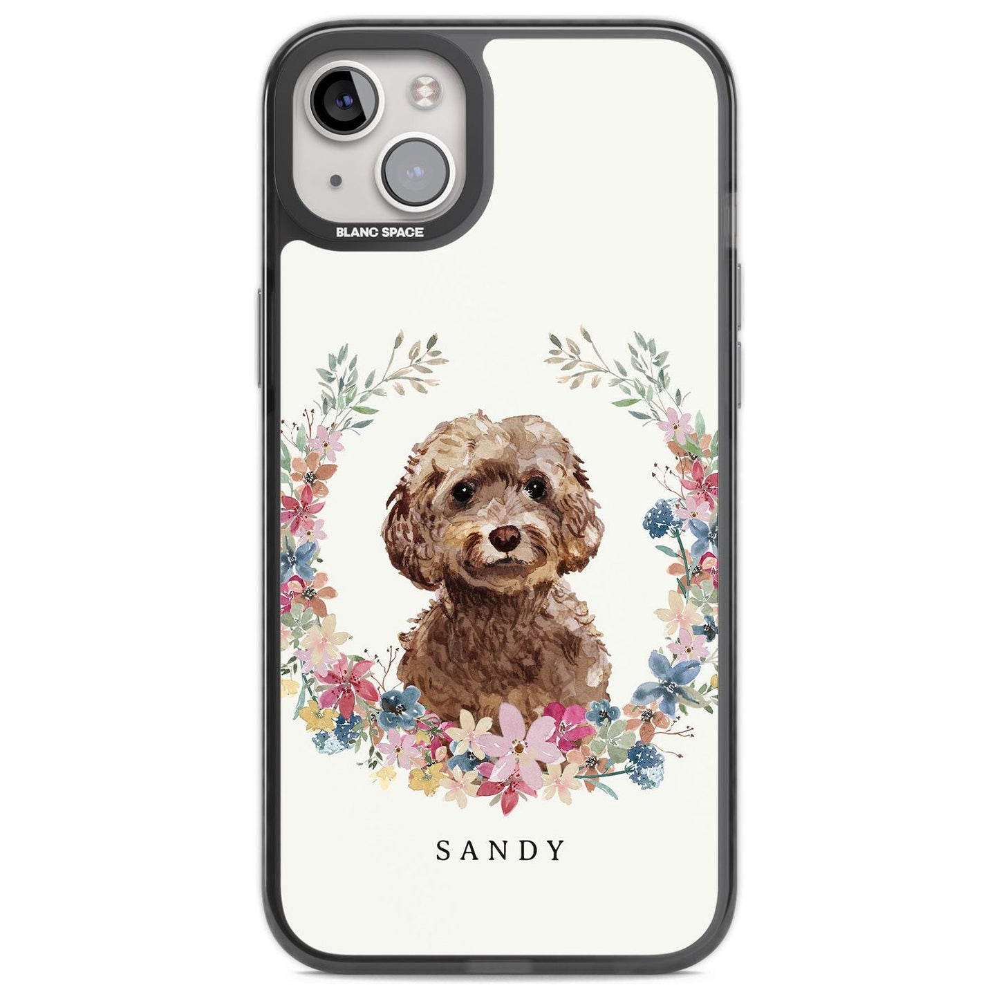 Personalised Brown Cockapoo Floral Portrait