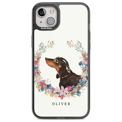 Personalised Black & Tan Dachshund Floral Portrait