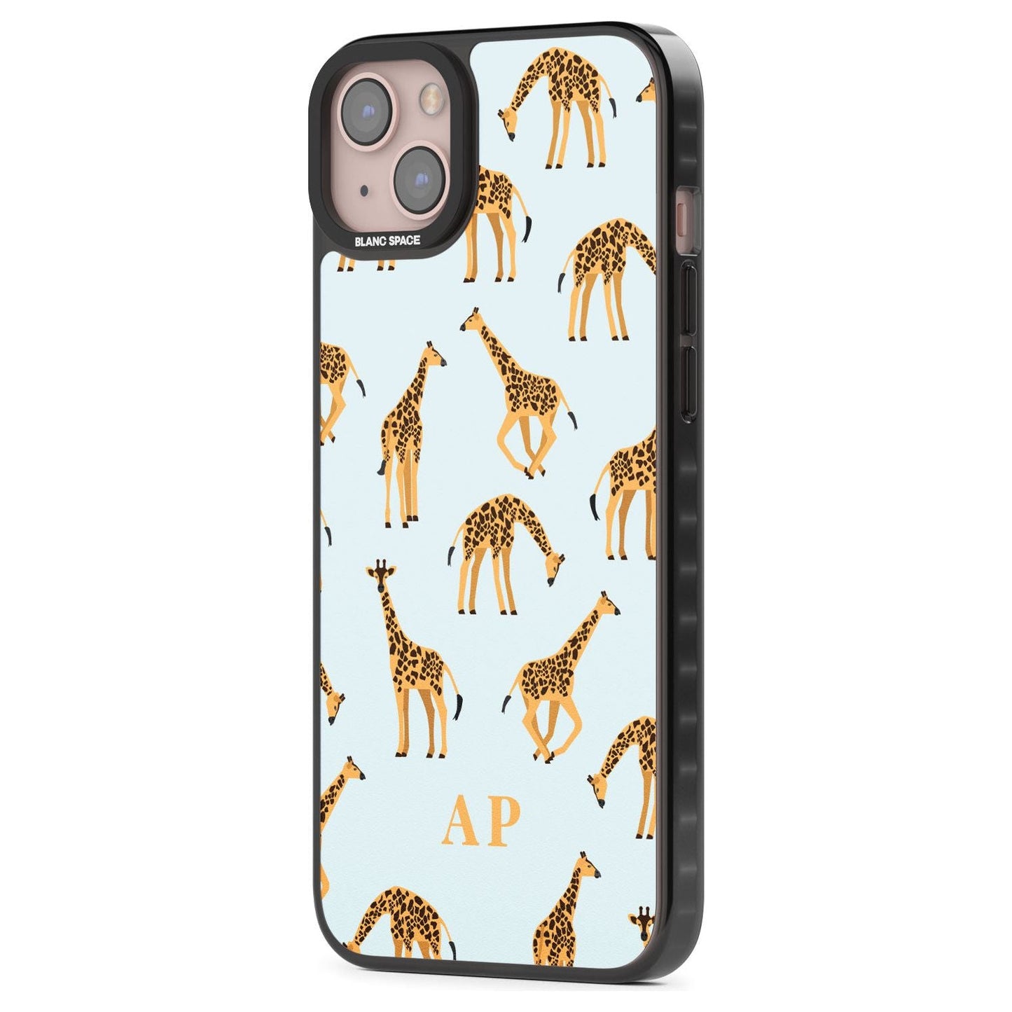 Personalisiertes Safari-Giraffenmuster auf Blau